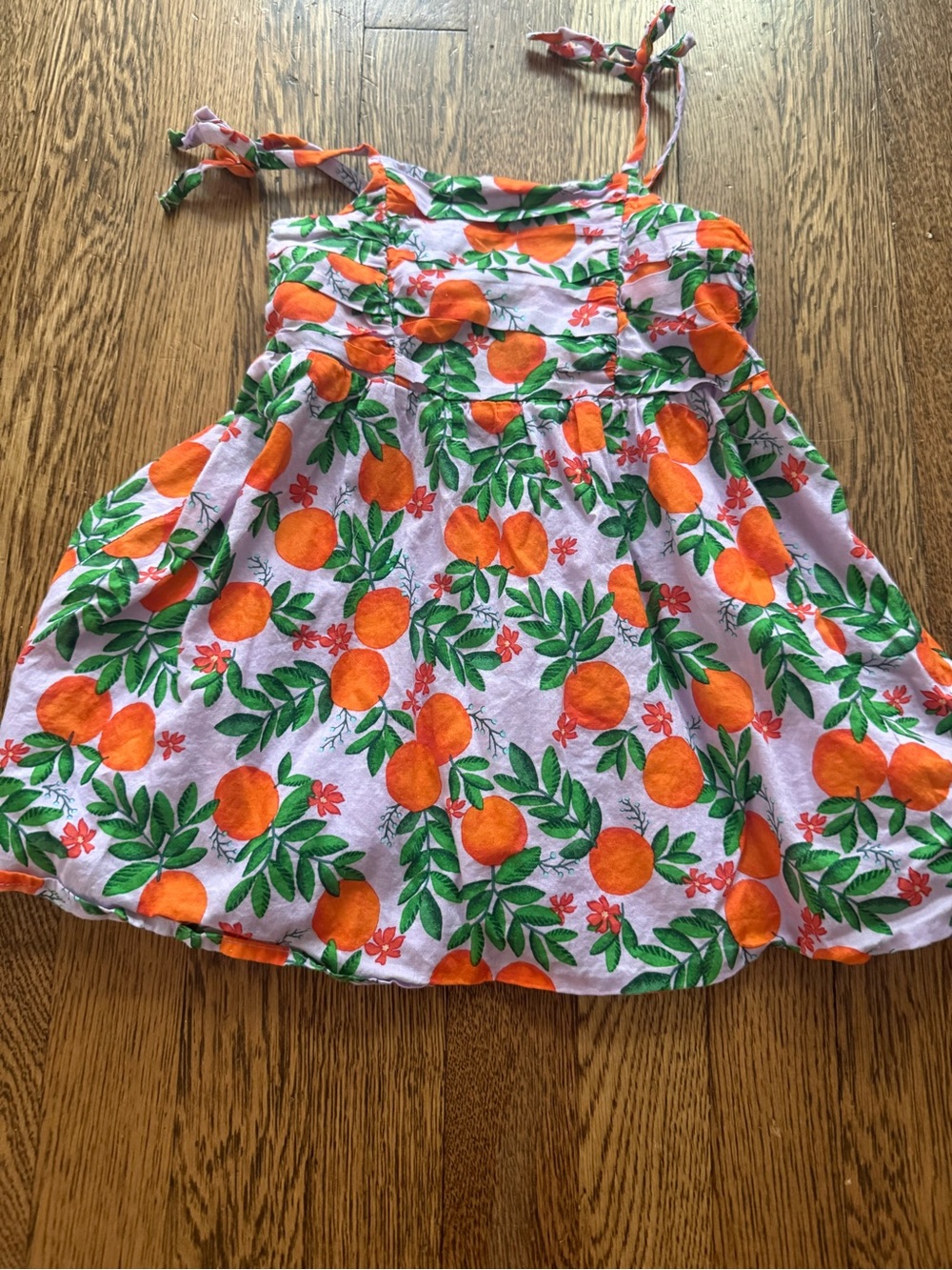 Crewcuts Orange & Green Floral Tie-Strap Sundress